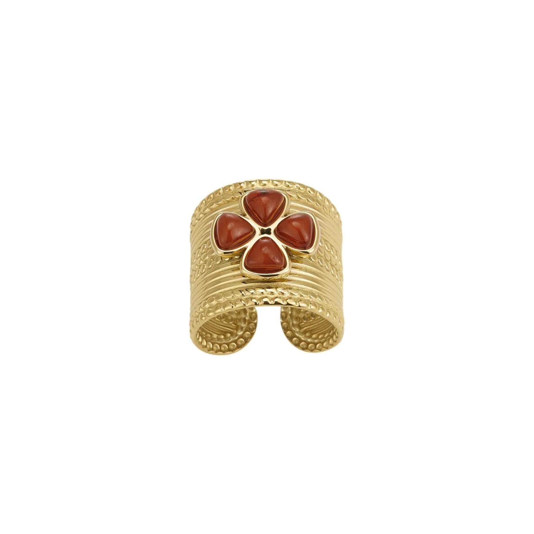 Bague Naomi marron acier doré or
