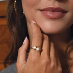 Bague Olivia acier doré or et nacre