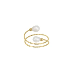 Bague Olivia acier doré or et nacre