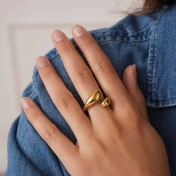 Bague Pia acier doré or