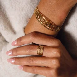 Bague Rameau acier doré or