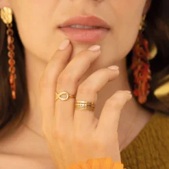 Bague Rondia acier doré or