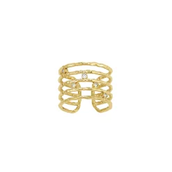 Bague Saturne acier doré or