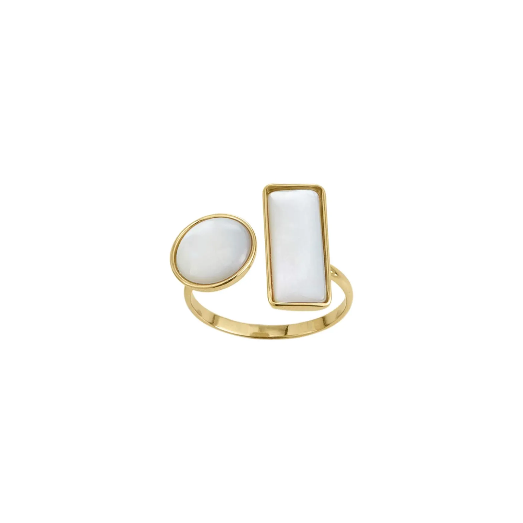Bague Sola acier doré or nacre