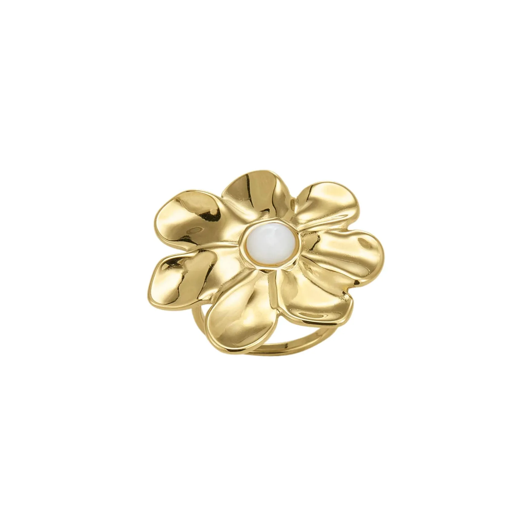 Bague Stacy acier doré or et nacre