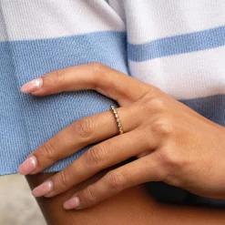 Bague Storia zircons acier doré or