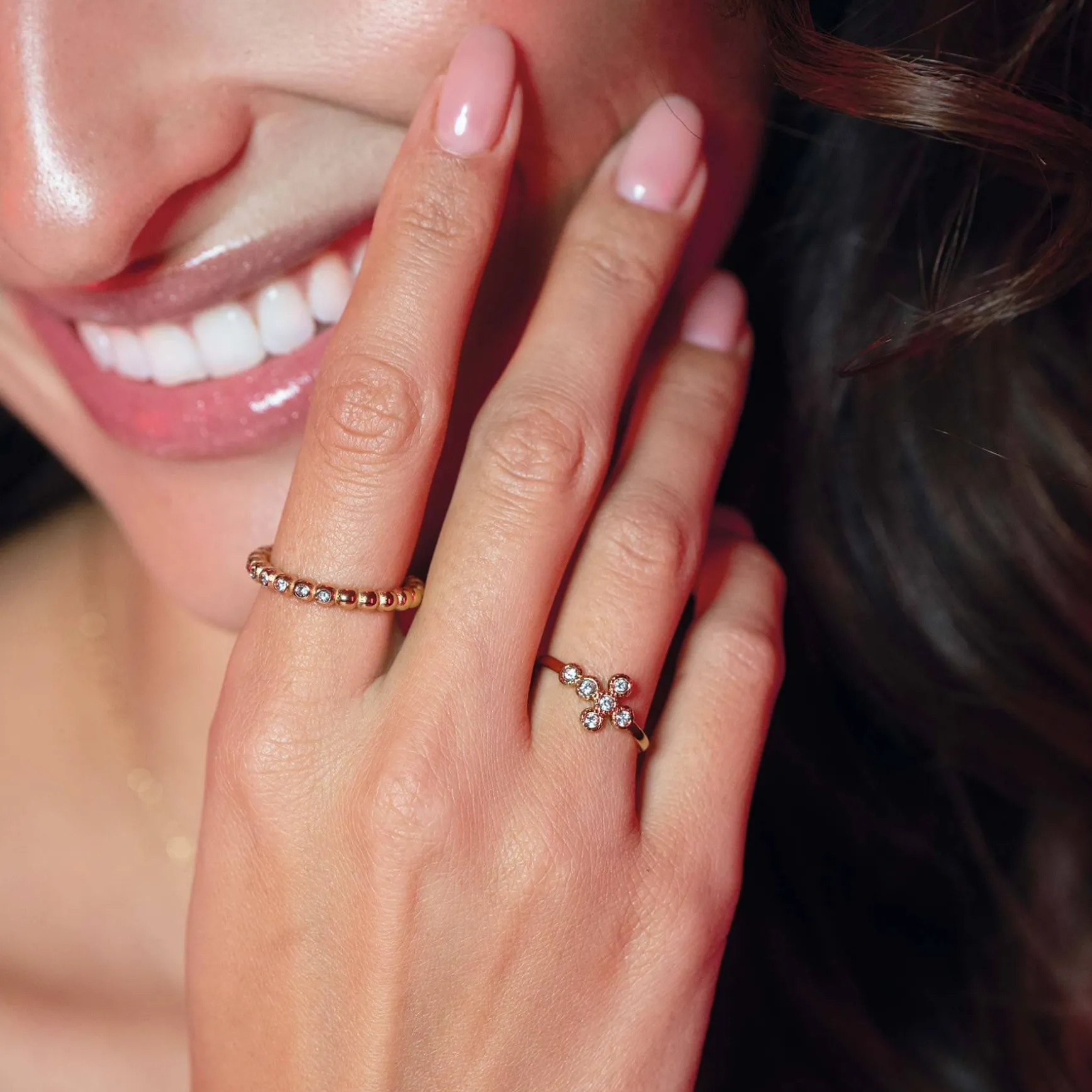Bague Storia zircons acier doré or