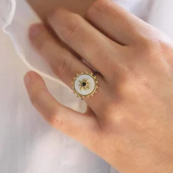 Bague Étoile Nacre acier doré or