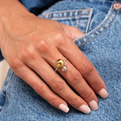 Bague Twist acier argenté et doré or