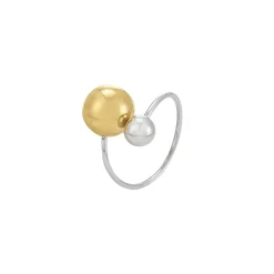 Bague Twist acier argenté et doré or