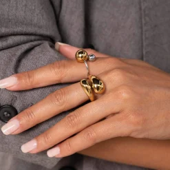 Bague Twist acier argenté et doré or