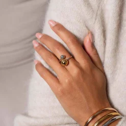 Bague Twist acier argenté et doré or