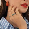 Bague Yoko Apatite bleue acier doré or