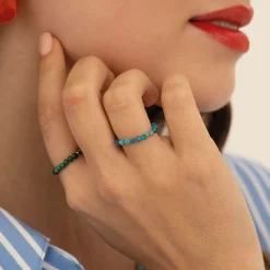 Bague Yoko Apatite bleue acier doré or