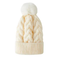 Bonnet fourré Pompon blanc