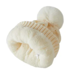 Bonnet fourré Pompon blanc