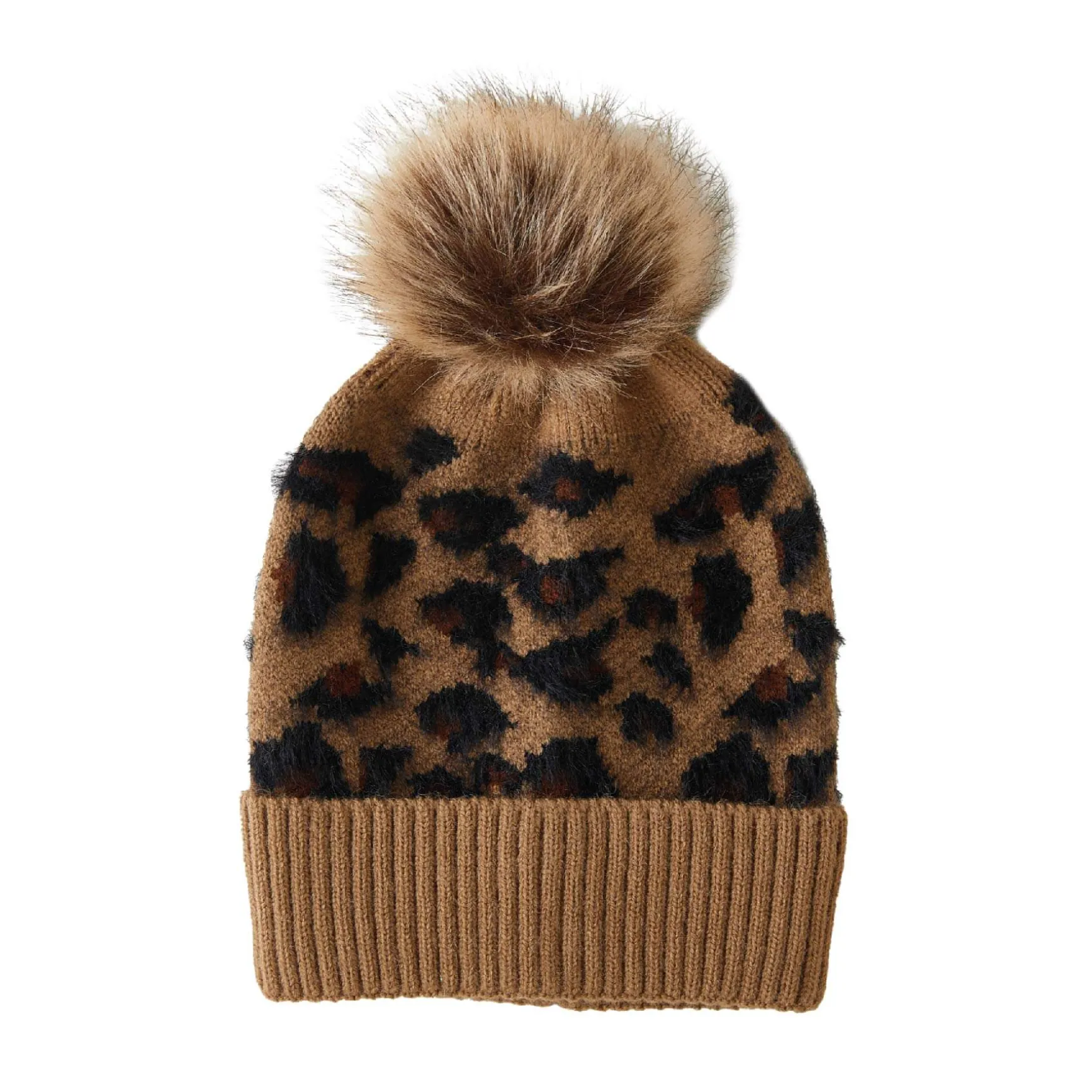 Bonnet fourré Pompon léopard