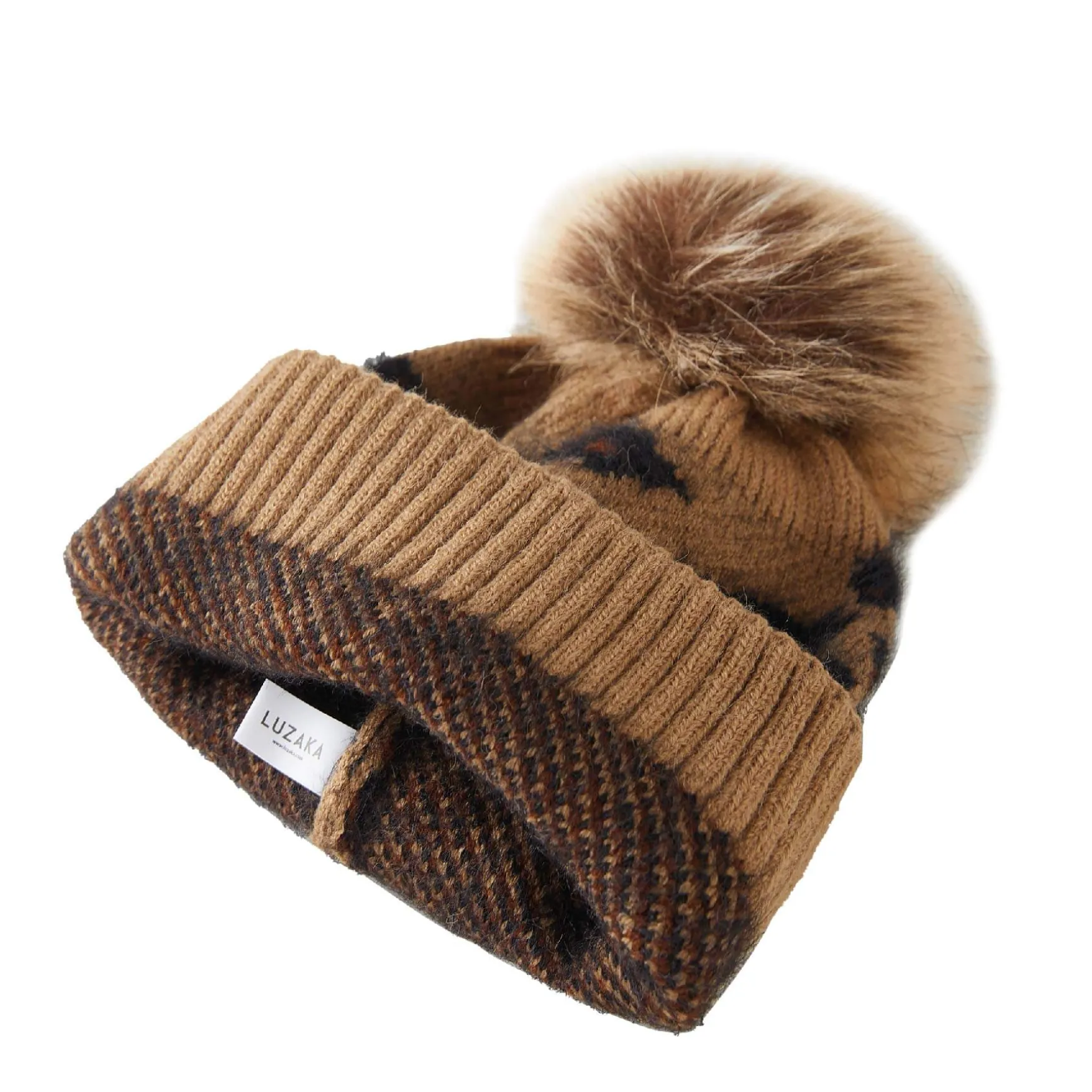 Bonnet fourré Pompon léopard