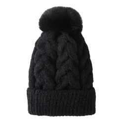 Bonnet fourré Pompon noir
