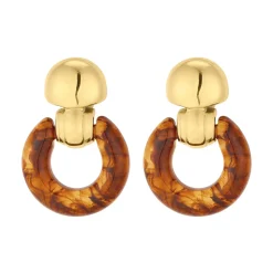 Boucles Alma marrons acier doré or