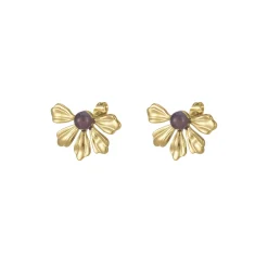 Boucles Amélie acier doré or pierre Améthyste