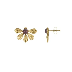 Boucles Amélie acier doré or pierre Améthyste