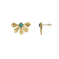 Boucles Amélie acier doré or pierre Pin Africain