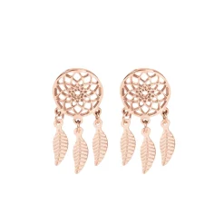 Boucles Attrape rêves acier doré rose