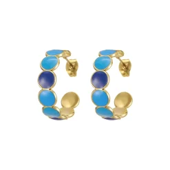 Boucles Baia bleues acier doré or