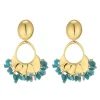 Boucles Cassandra  bleue acier doré or