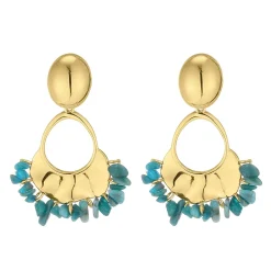 Boucles Cassandra  bleue acier doré or