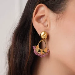 Boucles Cassandra rose acier doré or