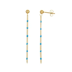 Boucles chaines perles bleues