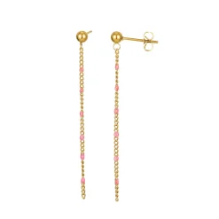 Boucles chaines perles roses