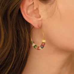 Boucles créoles Constance acier dorée or multicolores