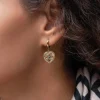 Boucles créoles Eugénie acier doré or et strass
