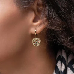 Boucles créoles Eugénie acier doré or et strass