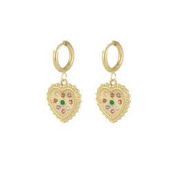 Boucles créoles Eugénie acier doré or et strass