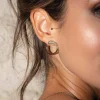 Boucles d'oreilles Gloria acier doré or strass verre