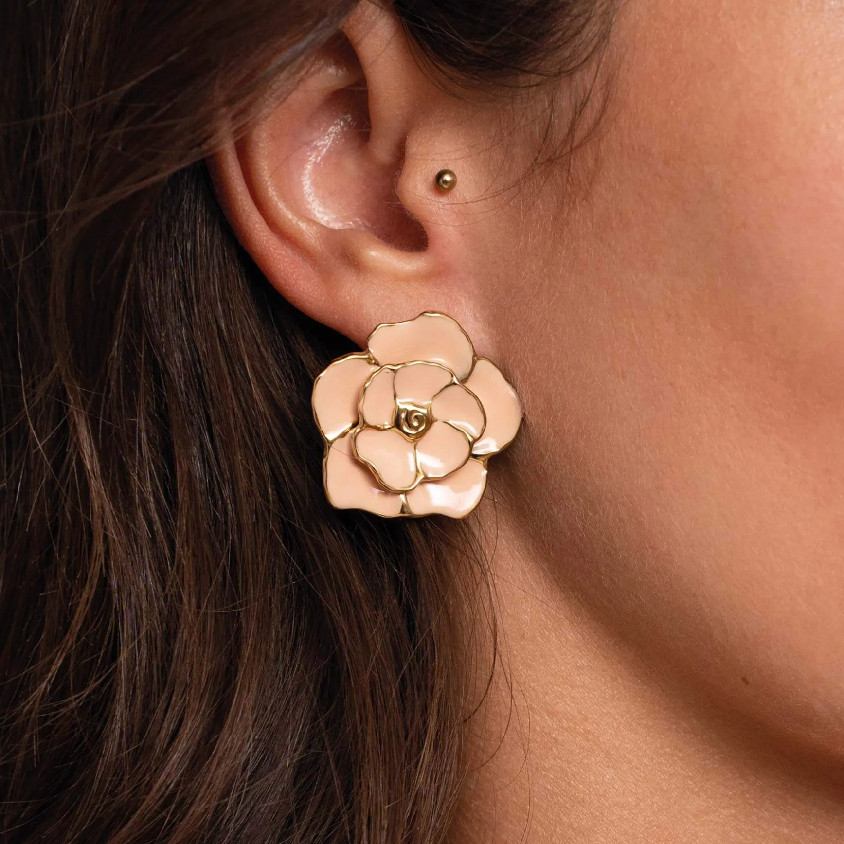 Boucles Eden roses acier doré or