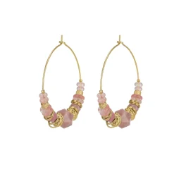 Boucles Elsa acier doré or Rhodonite