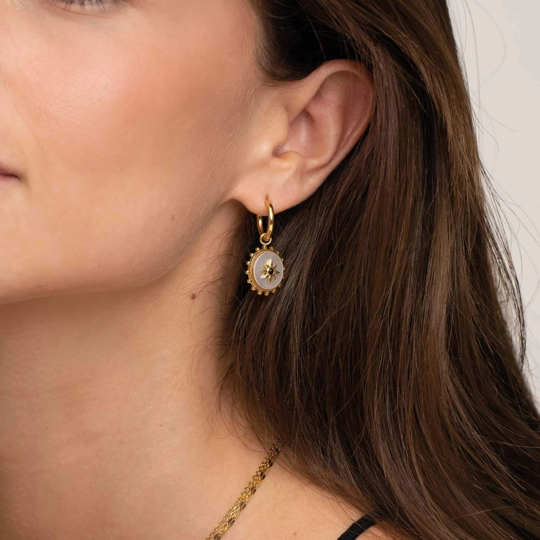 Boucles Etoile nacre acier doré or