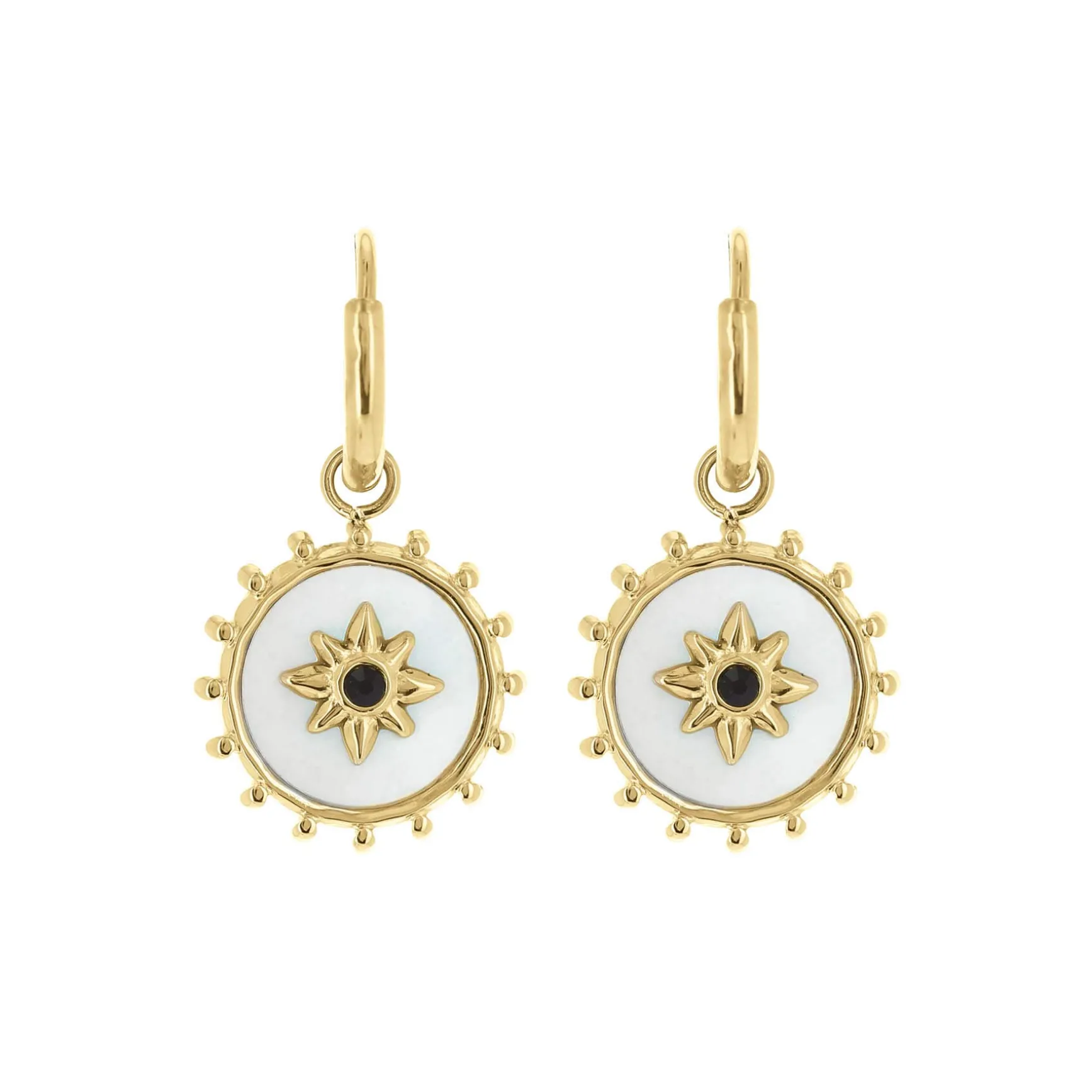 Boucles Etoile nacre acier doré or