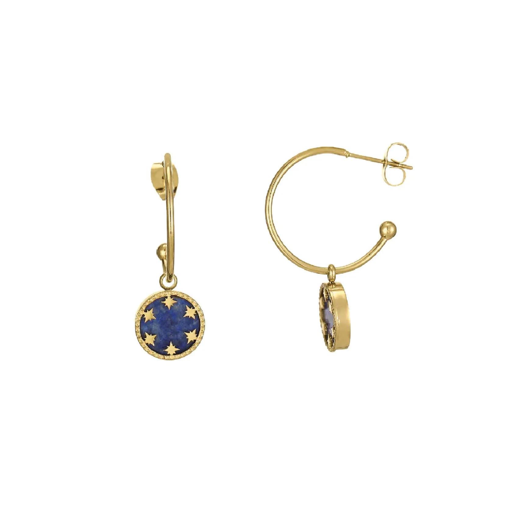 Boucles Etoiles Lapis Lazuli acier doré or