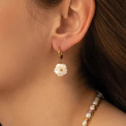 Boucles Fleur nacre acier doré or