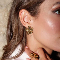 Boucles Florine acier doré or