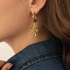 Boucles Helios acier doré or