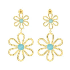 Boucles Hermione bleues acier doré or