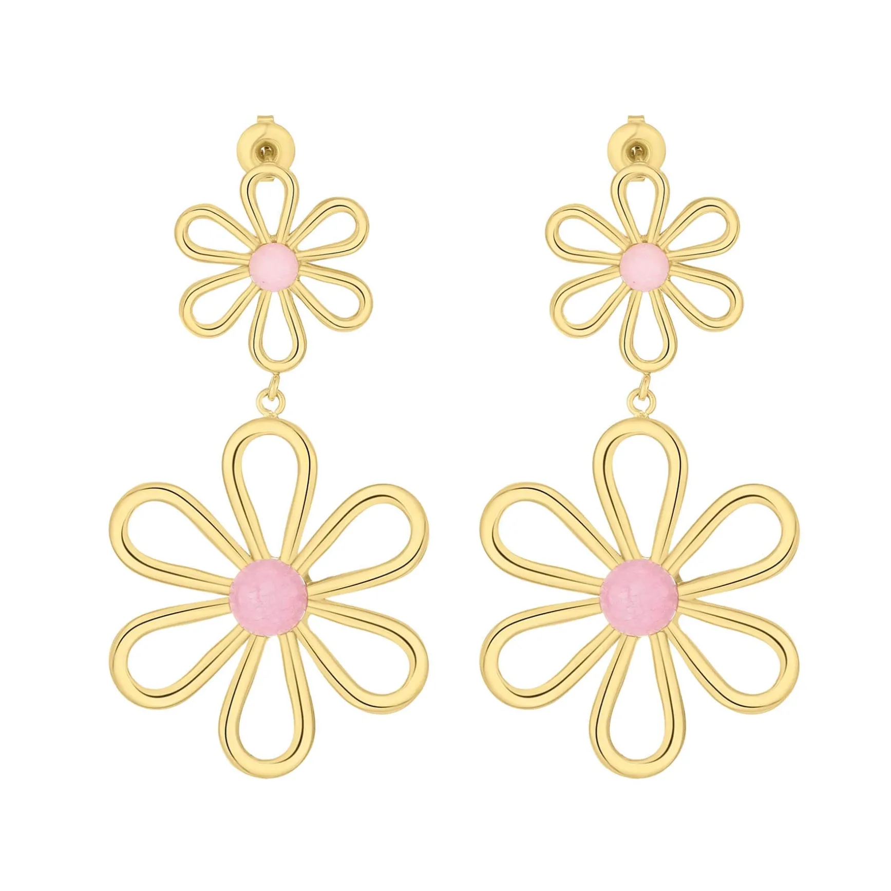 Boucles Hermione roses acier doré or