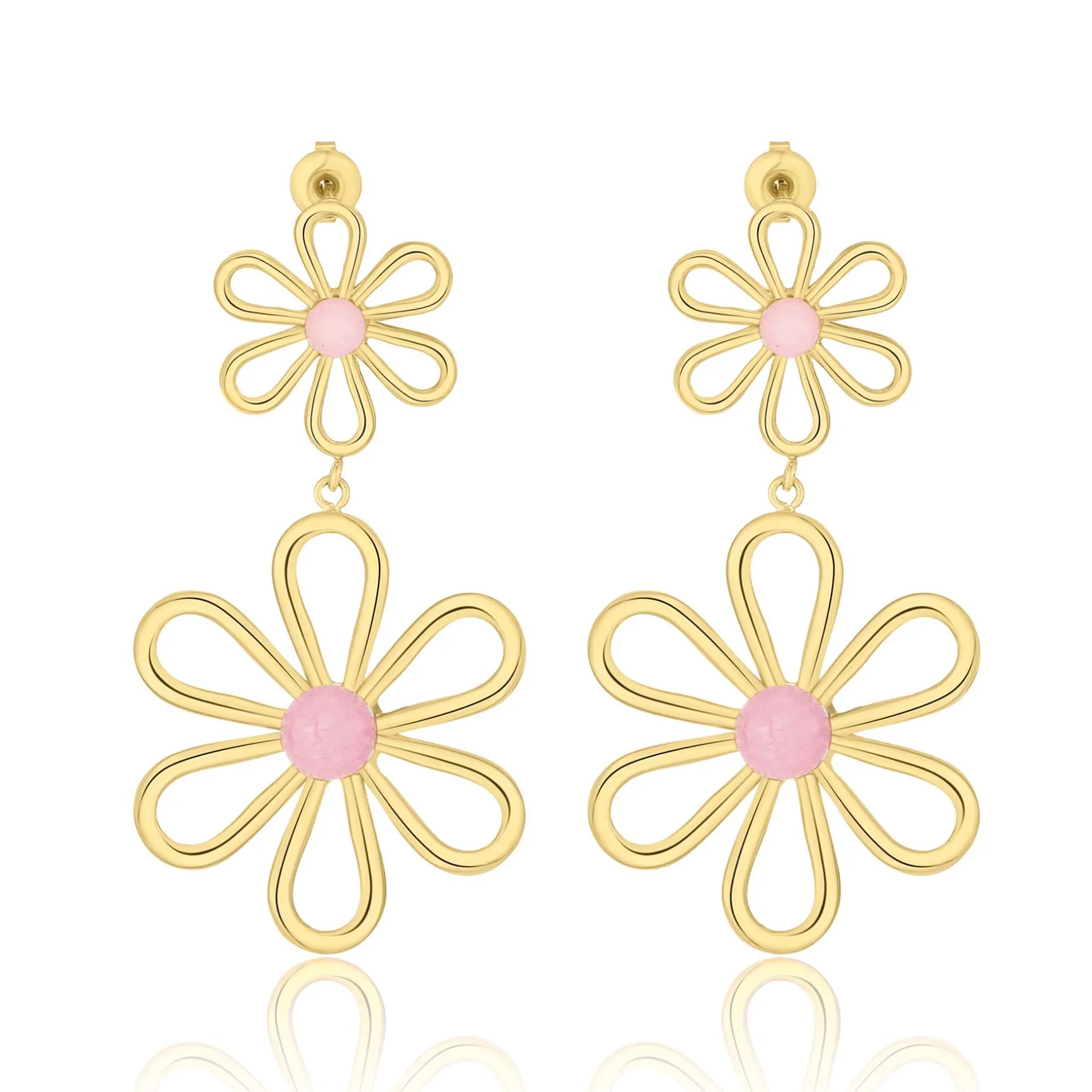 Boucles Hermione roses acier doré or